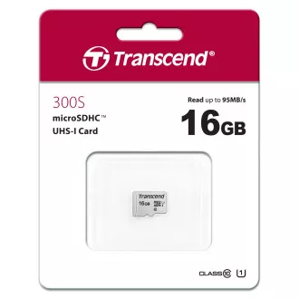 TRANSCEND MicroSDHC-Karte 16GB 300S, UHS-I U1, ohne Adapter