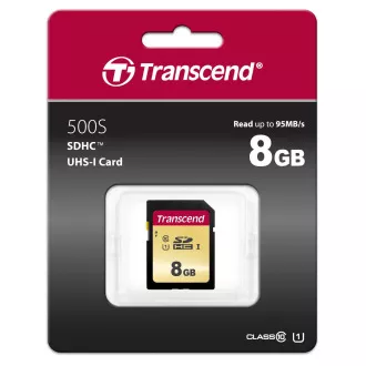 TRANSCEND SDHC-Karte 8GB 500S, UHS-I U1 (R: 95 / B: 60 MB/s) TRANSCEND SDHC-Karte 8GB 500S, UHS-I U1 (R: 95 / B: 60 MB/s)