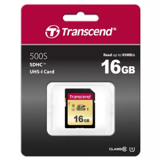 TRANSCEND SDHC-Karte 16GB 500S, UHS-I U1 (R: 95 / B: 60 MB/s)