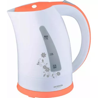 Orava VK-3417 P elektrischer Wasserkocher, 2000 W, 1,7 l, automatische Abschaltung, weiß/orange Orava VK-3417 P elektrischer Wasserkocher, 2000 W, 1,7 l, automatische Abschaltung, weiß/orange