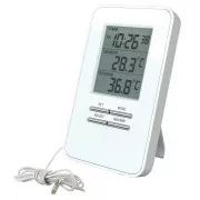 Solarthermometer, Temperatur, große Anzeige, Datum, Uhrzeit, weiß