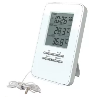 Solarthermometer, Temperatur, große Anzeige, Datum, Uhrzeit, weiß