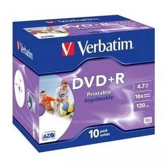 VERBATIM DVD + R (10er-Pack) bedruckbar / Juwel / 16x / 4,7 GB
