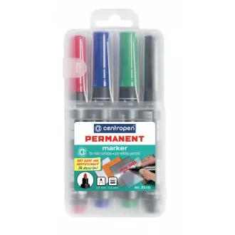 Marker Centropen 8510/4 permanent 4 Farben zylindrische Spitze 2,5 mm Marker Centropen 8510/4 permanent 4 Farben zylindrische Spitze 2,5 mm