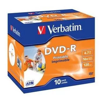 VERBATIM DVD-R (10er-Pack) bedruckbar / 16x / 4,7 GB / Juwel