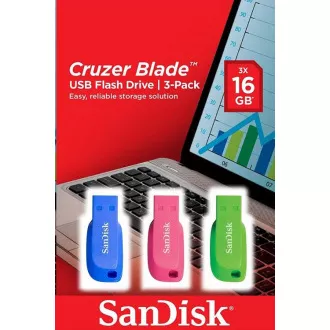 SanDisk Flash Disk 16GB Cruzer Blade (3er Pack, 3x 16GB) USB 2.0, blau, grün, pink SanDisk Flash Disk 16GB Cruzer Blade (3er Pack, 3x 16GB) USB 2.0, blau, grün, pink
