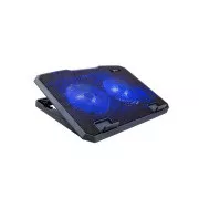 C-TECH Kühlpad unter NTB CLP-140, 15,6", 2x 140mm, 2x USB, blaue Hintergrundbeleuchtung