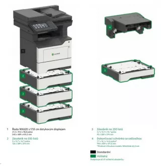 LEXMARK Multifunktions-Schwarzweißdrucker MX622adhe, A4, 47 S./Min., 2048 MB, Farb-LCD-Display, Duplex, DADF, USB 2.0, LAN