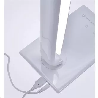 Solight LED Tischleuchte dimmbar, 12W, Lichttemperaturwahl, USB, weiß glänzend