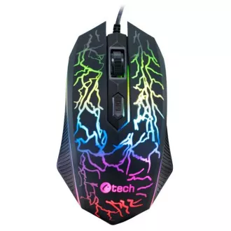 C-TECH Gaming-Maus Tychon (GM-03P), Casual Gaming, Gaming, 7 Farben Hintergrundbeleuchtung, 3200 DPI, USB