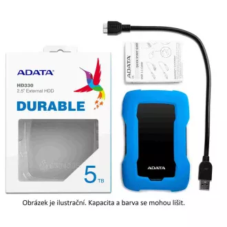 ADATA Externe Festplatte 1TB USB 3.1 HD330, BLACK COLOR BOX, schwarz (Gummi, stoßfest)