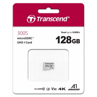 TRANSCEND MicroSDXC-Karte 128GB 300S, UHS-I U3 V30 + Adapter