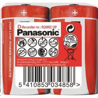 PANASONIC Zink-Kohle-Batterien Red Zinc R20RZ / 2P D 1,5V (schrumpfen 2 Stück) PANASONIC Zink-Kohle-Batterien Red Zinc R20RZ / 2P D 1,5V (schrumpfen 2 Stück)