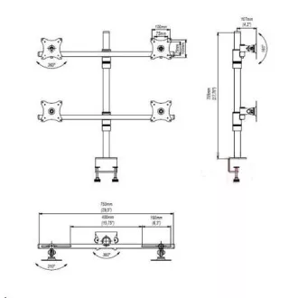 Tischhalterung für 4 Monitore - EDBAK SV07