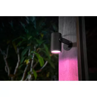 PHILIPS Lily Outdoor Strahler, Hue White und Color Ambiance, 230V, 1x8W integrierte LED, Chrom matt, Auszug (1741530P7)