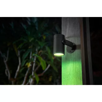 PHILIPS Lily Outdoor Strahler, Hue White und Color Ambiance, 230V, 1x8W integrierte LED, Chrom matt, Auszug (1741530P7)