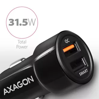 AXAGON PWC-QC5, QUICK und SMART Autoladegerät, 2x Port QC3.0 / AFC / FCP + 5V-2.6A, 31.5W