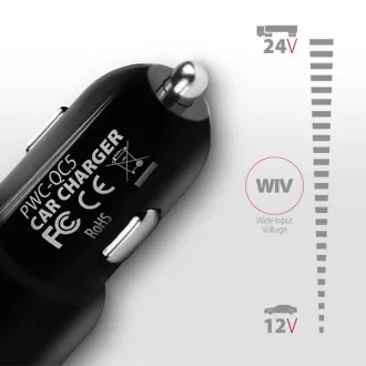 AXAGON PWC-QC5, QUICK und SMART Autoladegerät, 2x Port QC3.0 / AFC / FCP + 5V-2.6A, 31.5W