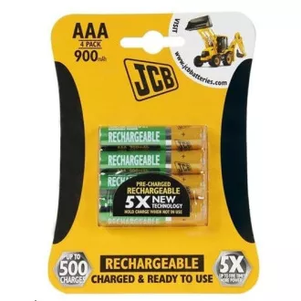 JCB RTU NiMH AAA / R03, 900mAh, vorgeladen, Blister 4 Stück JCB RTU NiMH AAA / R03, 900mAh, vorgeladen, Blister 4 Stück