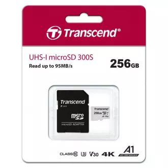 TRANSCEND MicroSDXC-Karte 256GB 300S, UHS-I U3 V30 + Adapter