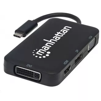 MANHATTAN Dockingstation USB-C 4in1, 1xDP, 1xHDMI, 1xVGA, 1xDVI