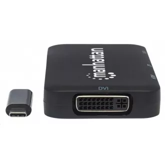 MANHATTAN Dockingstation USB-C 4in1, 1xDP, 1xHDMI, 1xVGA, 1xDVI