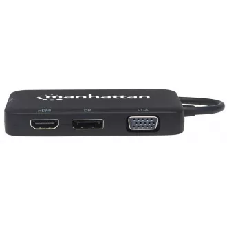 MANHATTAN Dockingstation USB-C 4in1, 1xDP, 1xHDMI, 1xVGA, 1xDVI