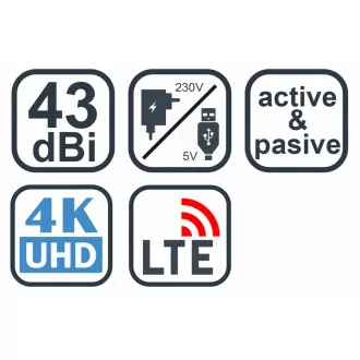 EVOLVEO Xany 2B, 230/5V, aktive Raumantenne FM/DAB /DVB-T2, LTE, 4G, 5G Filter