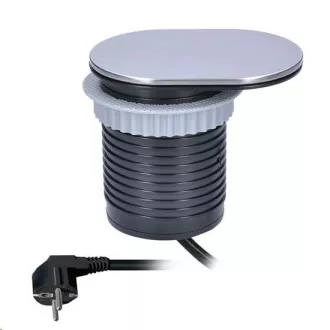 Solight 1x Einbausteckdose 1x USB mit Schiebedeckel, ovale gebürstete Aluminiumabdeckung, Verlängerungskabel 1, 9m Solight 1x Einbausteckdose 1x USB mit Schiebedeckel, ovale gebürstete Aluminiumabdeckung, Verlängerungskabel 1, 9m