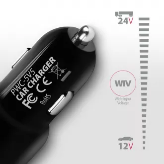 AXAGON PWC-5V5, SMART Autoladegerät, 2x Port 5V-2.4A + 2.4A, 24W AXAGON PWC-5V5, SMART Autoladegerät, 2x Port 5V-2.4A + 2.4A, 24W