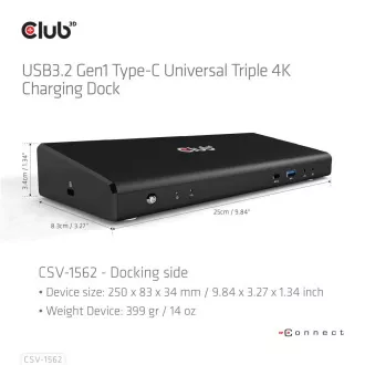Club3D Dockingstation USB-C 13v1, 2xDP, 3xHDMI, 1xUSB-C, 5xUSB, 1xRJ45, 1x3.5mm, schwarz
