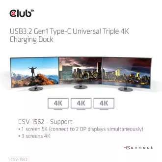 Club3D Dockingstation USB-C 13v1, 2xDP, 3xHDMI, 1xUSB-C, 5xUSB, 1xRJ45, 1x3.5mm, schwarz