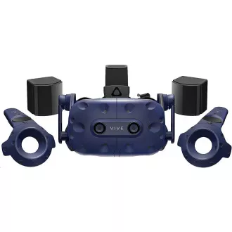 HTC Vive Pro Virtual Reality Headset (Kit), Blau (VR-Brille, Motino-Sensoren, Controller, integriertes Audio)