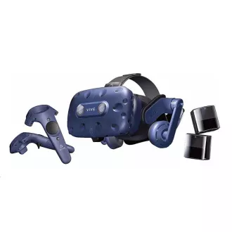 HTC Vive Pro Virtual Reality Headset (Kit), Blau (VR-Brille, Motino-Sensoren, Controller, integriertes Audio)