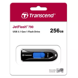 TRANSCEND Flash Disk 256GB JetFlash®790, USB 3.1 (R: 100 / B: 40 MB / s) schwarz / blau TRANSCEND Flash Disk 256GB JetFlash®790, USB 3.1 (R: 100 / B: 40 MB / s) schwarz / blau