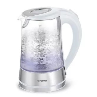 Orava VK-4017 W elektrischer Wasserkocher, 2200 W, 1,7 l, Glas, LED-Hintergrundbeleuchtung, automatische Abschaltung, weiß