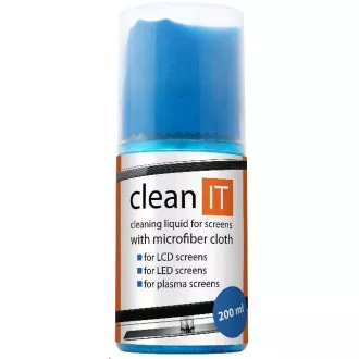 CLEAN IT Bildschirmreinigungslösung 200ml mit einem Tuch im Deckel CLEAN IT Bildschirmreinigungslösung 200ml mit einem Tuch im Deckel