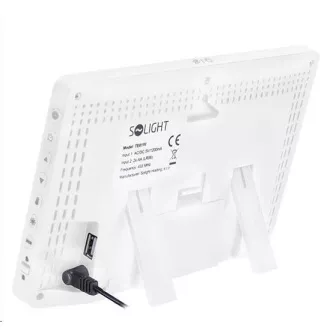 Solight TE81W Wetterstation, extra großes Farb-LCD, Temperatur, Luftfeuchtigkeit, Druck, RCC, USB-Ladefunktion, weiß