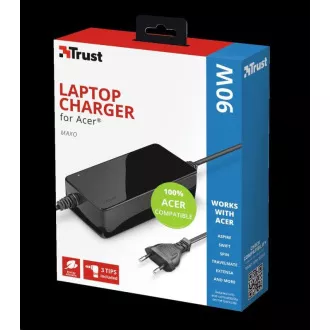 TRUST MAXO Netzteil für ACER 90W Laptops, inkl. Klemmen