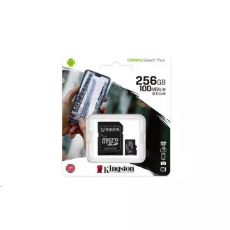 Kingston 256-GB-MikrofonSDXC Canvas Select Plus 100R A1 C10-Karte + SD-Adapter Kingston 256-GB-MikrofonSDXC Canvas Select Plus 100R A1 C10-Karte + SD-Adapter