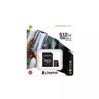 Kingston 512 GB Mikrofon SDXC Canvas Select Plus 100R A1 C10 Karte + SD-Adapter