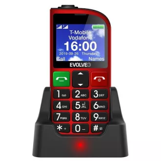 EVOLVEO EasyPhone FM, Mobiltelefon für Senioren mit Ladestation (rote Farbe)