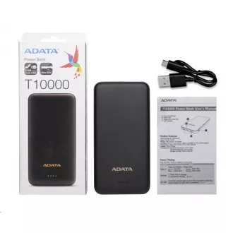 ADATA PowerBank AT10000 - externer Akku für Handy/Tablet 10000mAh, schwarz