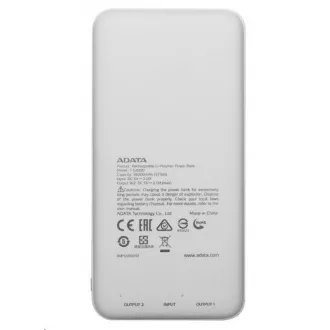 ADATA PowerBank AT10000 - externer Akku für Handy/Tablet 10000mAh, weiß