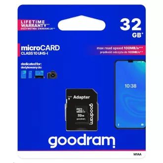 GOODRAM MicroSDHC-Karte 32GB M1AA, UHS-I Class 10, U1 + Adapter GOODRAM MicroSDHC-Karte 32GB M1AA, UHS-I Class 10, U1 + Adapter