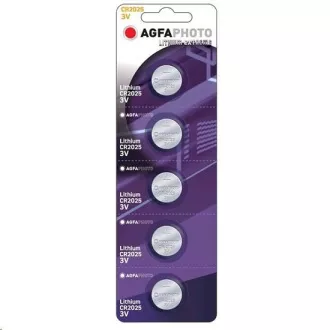 AgfaPhoto Knopf-Lithiumbatterie CR2025, Blister 5 Stück