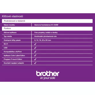 BROTHER Etikettendrucker PHOTO - VC500W - WIFI, USB, COLOR ohne Tinte - Integriertes Schneiden