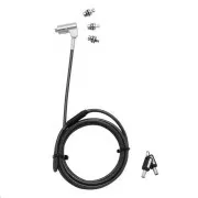 DICOTA Universal Security Cable Lock, 3 austauschbare Köpfe passend für alle Steckplätze, Masterkeyed