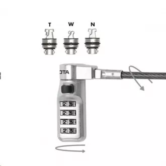 DICOTA Universal Security Cable Lock, 3 Wechselköpfe passend für alle Steckplätze, Kombination DICOTA Universal Security Cable Lock, 3 Wechselköpfe passend für alle Steckplätze, Kombination
