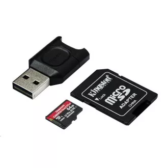 Kingston 64GB microSDXC React Plus SDCR2 + Adapter + MLPM-Lesegerät